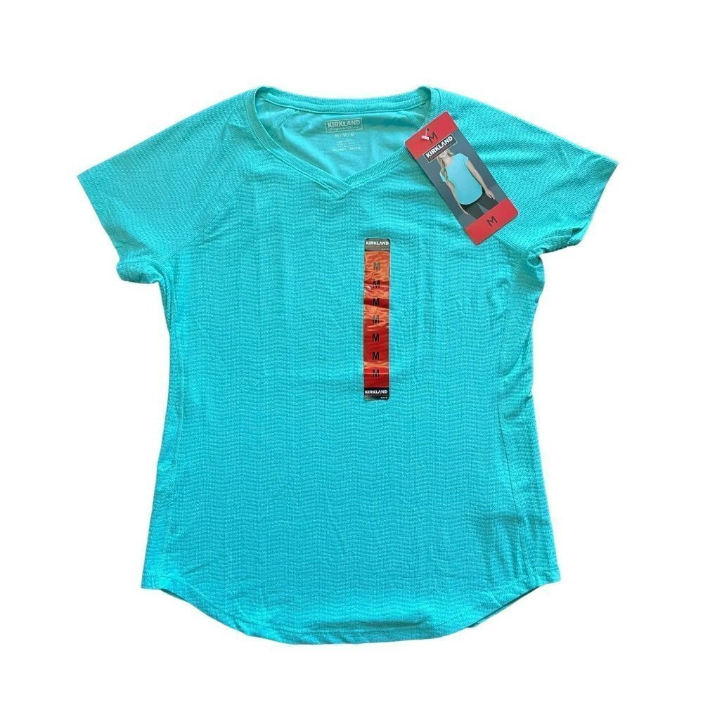 KIRKLAND Active Tee Ladies Medium V-Neck Sea Foam